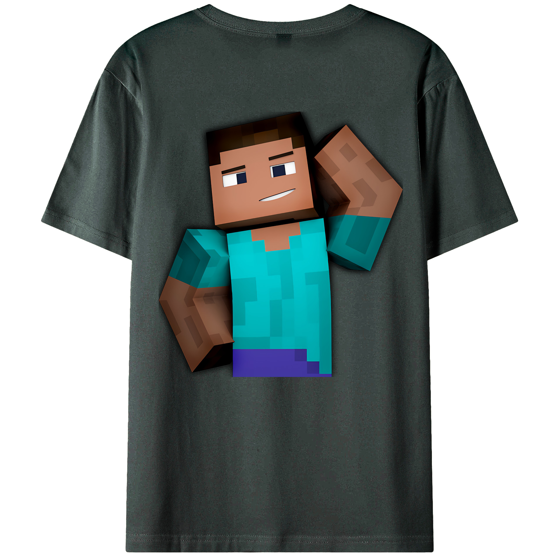 （画像用） マインクラフト ブロックの世界 Minecraft MC Block world 綿100％ メンズ半袖Tシャツ（バックプリント） 通気性